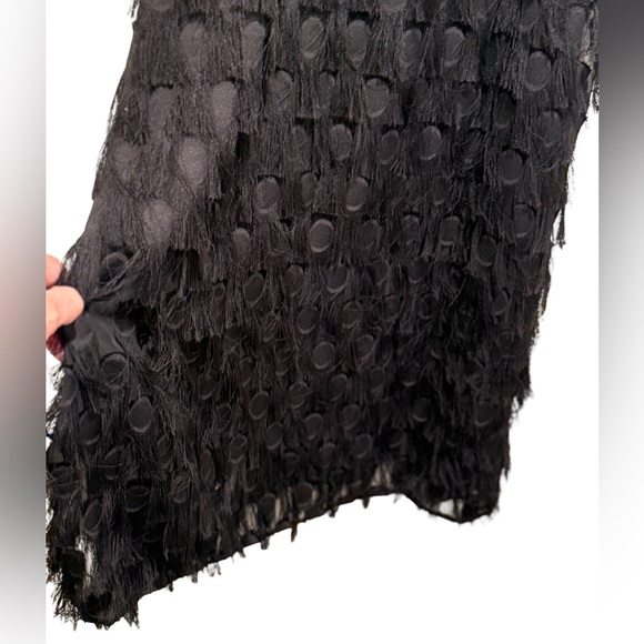 Anthropologie EUC Size 8 Pretty Black Sleeveless Fringe Cocktail Dress (0605) - Picture 4 of 12